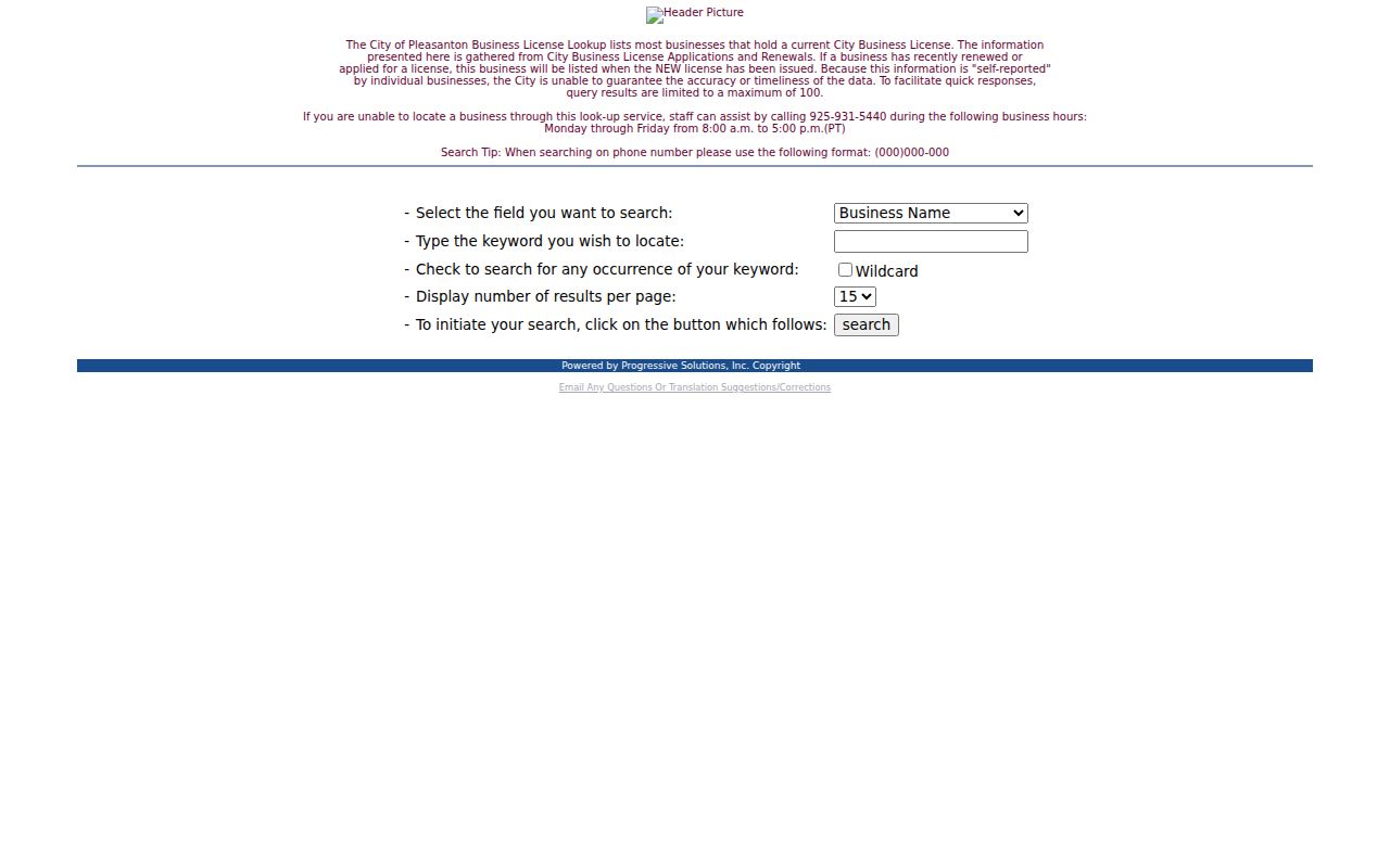 Pleasanton people search with business license owner fields