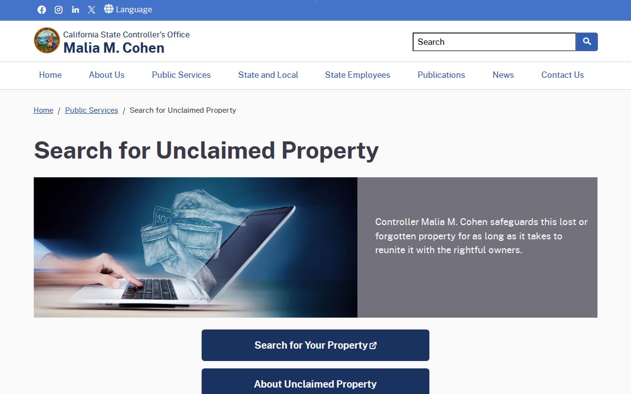 Pleasanton people directories route to California unclaimed property search