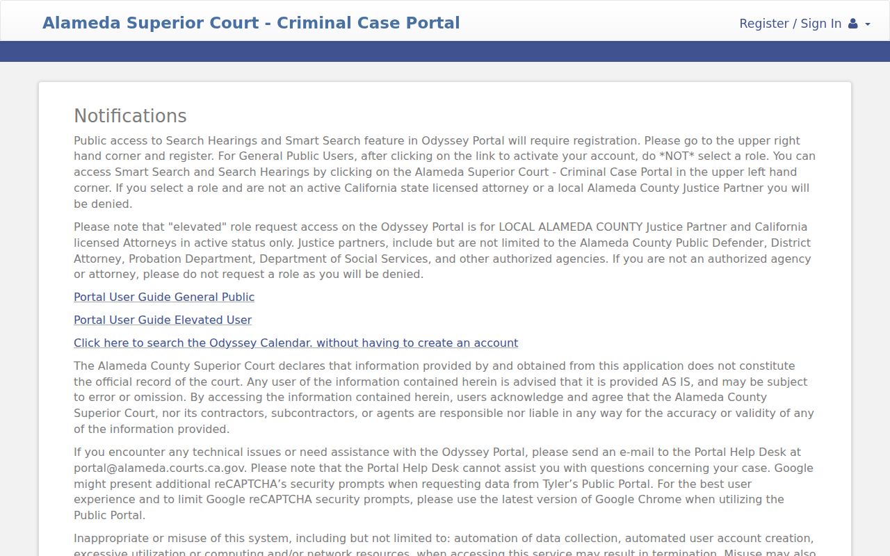 Pleasanton public records search in Alameda Odyssey criminal portal